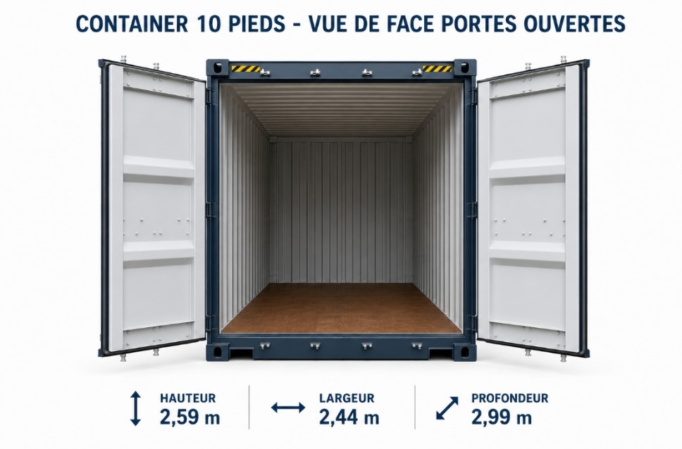 Conteneur 10 pieds – intérieur