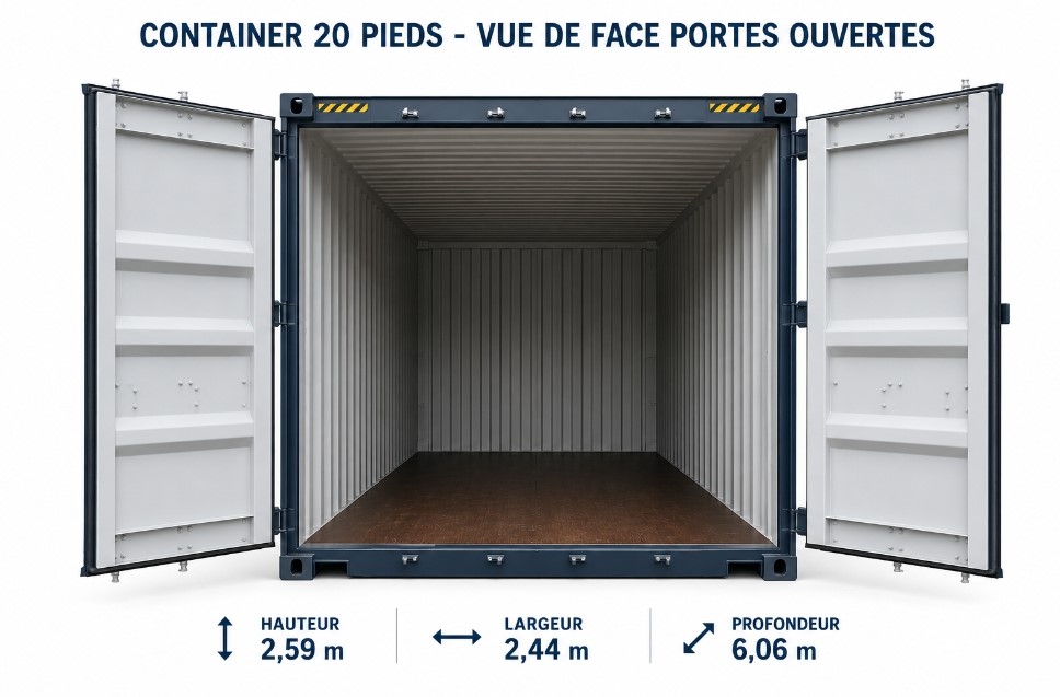 Conteneur 20 pieds – intérieur